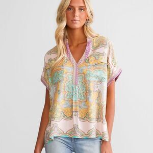 Daytrip Notch Neck Top Paisley S NWT‎